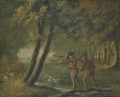 Wooded landscape with sportsmen shooting Philip Reinagle hunting